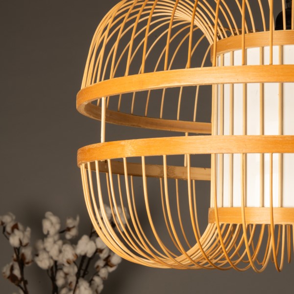 LED Modern Chandelier Lamp, Simple Retro Restaurant Bamboo Art’s Creative Bamboo Weaving Handmade Bamboo Lanterns Decorative Bamboo Lamps, Modern LED Chandelier ( D40 X H28 CM )