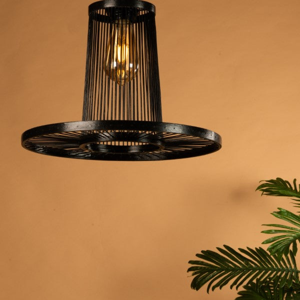 Bamboo Pendant Light Black Handmade ( D35 X H25 CM )