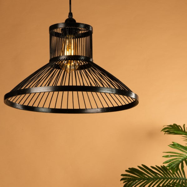 Modern bamboo Hanging Light Black for Living Room, Bedroom, Dining Room, Kitchen ( D40 X H23 CM )