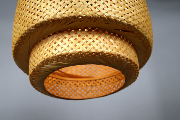 Handmade Bamboo Hanging Lamp Shade Perfect Hanging Pendant Lights(Día 40 X Height 37 CM)