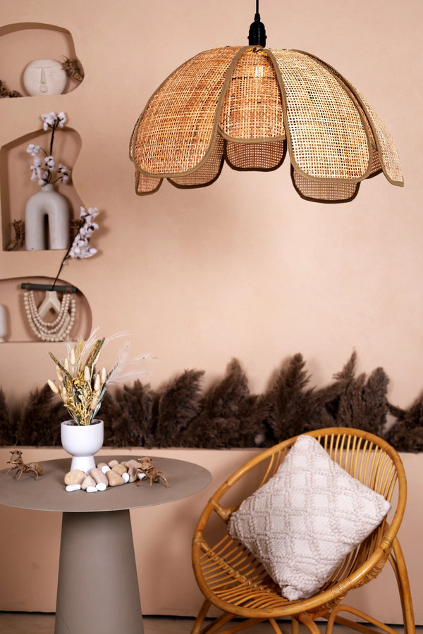 Handmade Rattan Hanging Lamp Shade Perfect Hanging Pendant Lights(Día 80 X Height 35 CM)